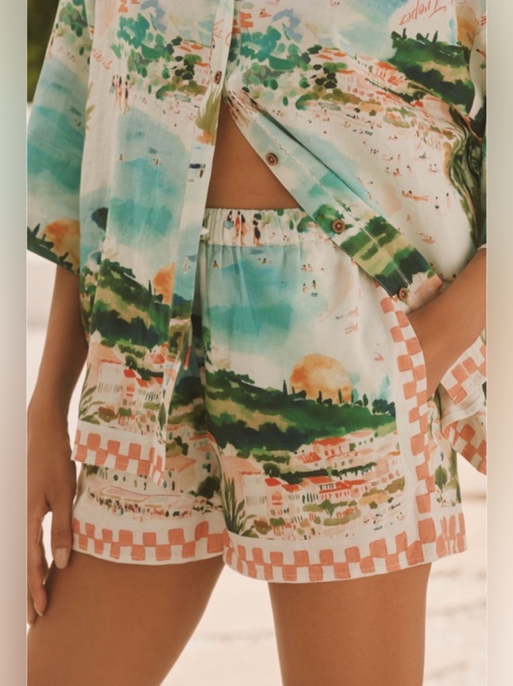 Anthropologie Celandine Linen Blend Printed Shorts NWT